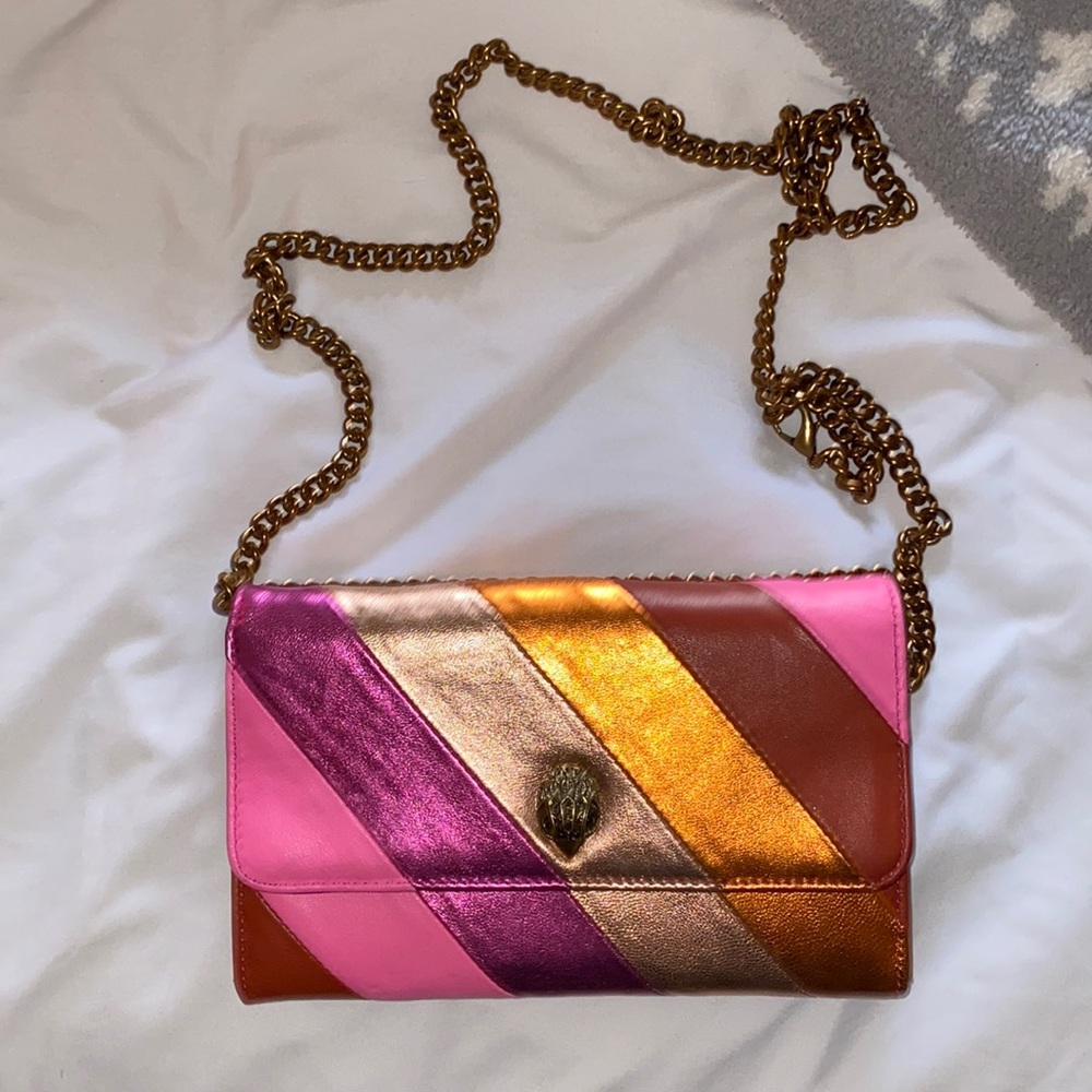 Kurt Geiger London pink metallic crossbody
